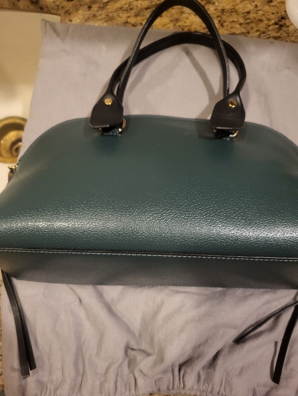Innue Italian Leather Teal Green 13 x 7.5 Inc Dome Satchel Handbag - Women's Bag